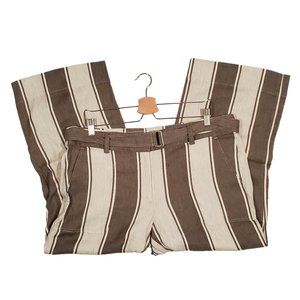 Ann Taylor Loft Vertical Striped Cropped Linen Blend Pants Sz. Large